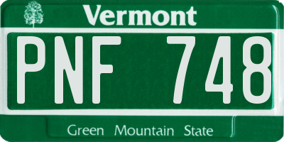 VT license plate PNF748