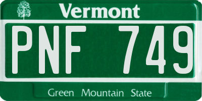 VT license plate PNF749