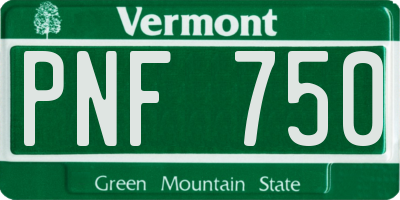 VT license plate PNF750