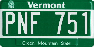 VT license plate PNF751