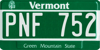 VT license plate PNF752