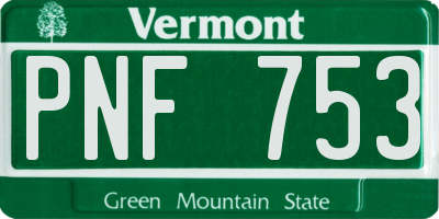 VT license plate PNF753
