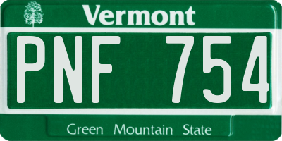 VT license plate PNF754