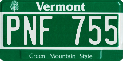 VT license plate PNF755