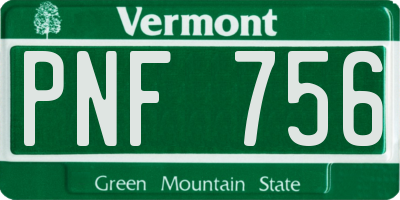 VT license plate PNF756