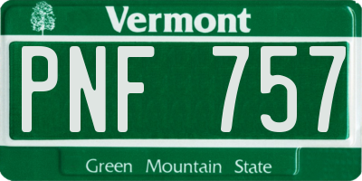 VT license plate PNF757