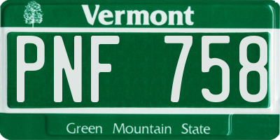 VT license plate PNF758