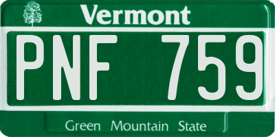 VT license plate PNF759