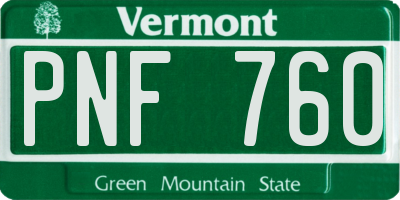 VT license plate PNF760