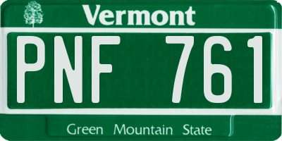 VT license plate PNF761