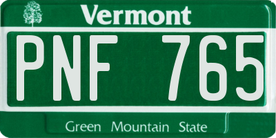 VT license plate PNF765