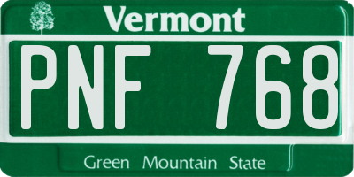 VT license plate PNF768