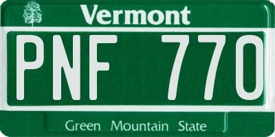 VT license plate PNF770