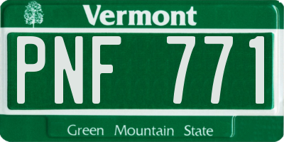 VT license plate PNF771