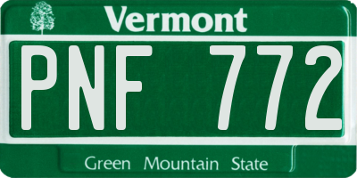 VT license plate PNF772