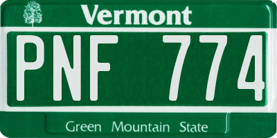 VT license plate PNF774