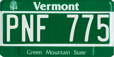 VT license plate PNF775