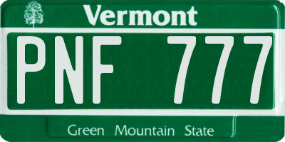 VT license plate PNF777