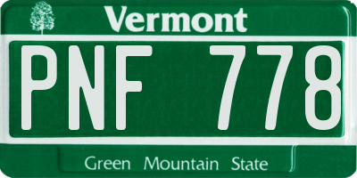 VT license plate PNF778