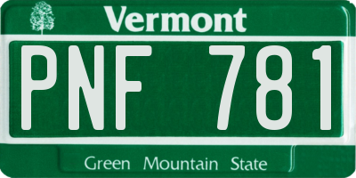 VT license plate PNF781