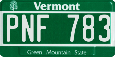 VT license plate PNF783