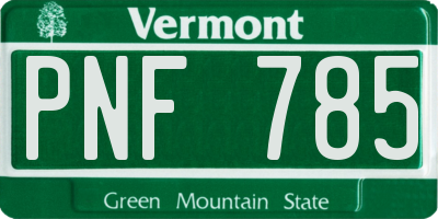 VT license plate PNF785
