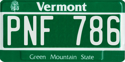 VT license plate PNF786
