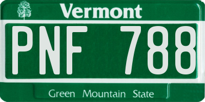 VT license plate PNF788