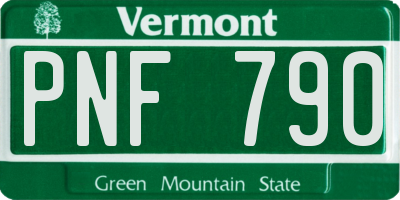 VT license plate PNF790
