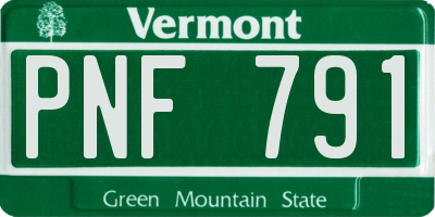 VT license plate PNF791