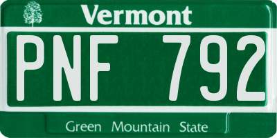 VT license plate PNF792