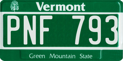 VT license plate PNF793