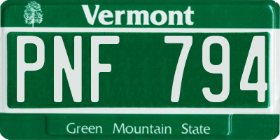 VT license plate PNF794