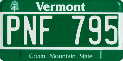 VT license plate PNF795
