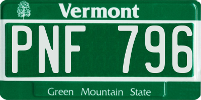 VT license plate PNF796