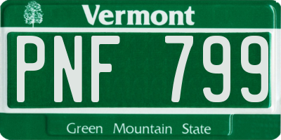 VT license plate PNF799