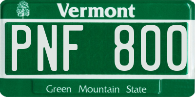 VT license plate PNF800