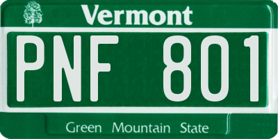 VT license plate PNF801