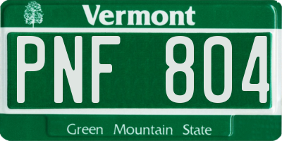 VT license plate PNF804