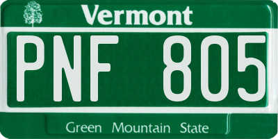 VT license plate PNF805