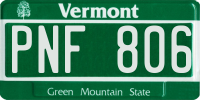 VT license plate PNF806