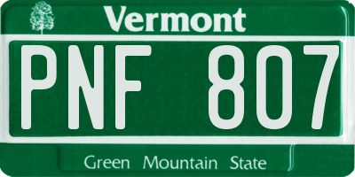 VT license plate PNF807