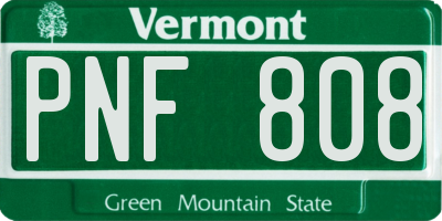 VT license plate PNF808
