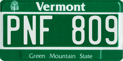 VT license plate PNF809