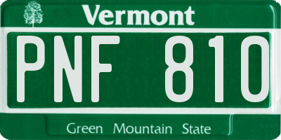 VT license plate PNF810