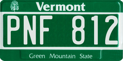 VT license plate PNF812