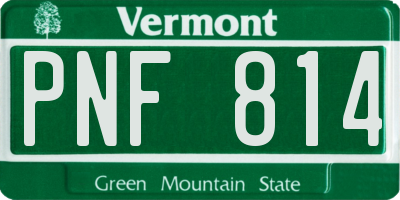 VT license plate PNF814