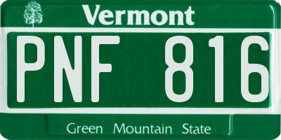 VT license plate PNF816