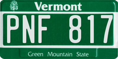 VT license plate PNF817
