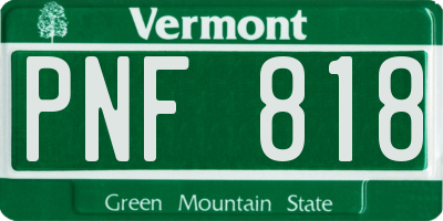 VT license plate PNF818